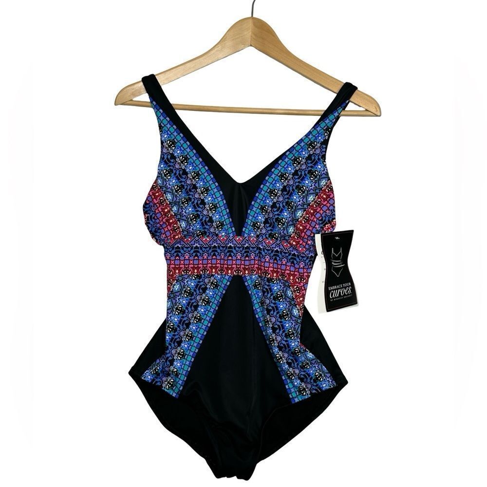 Miracle Brands Embrace Your Curves Georgia One Piece Swimsuit Size Small